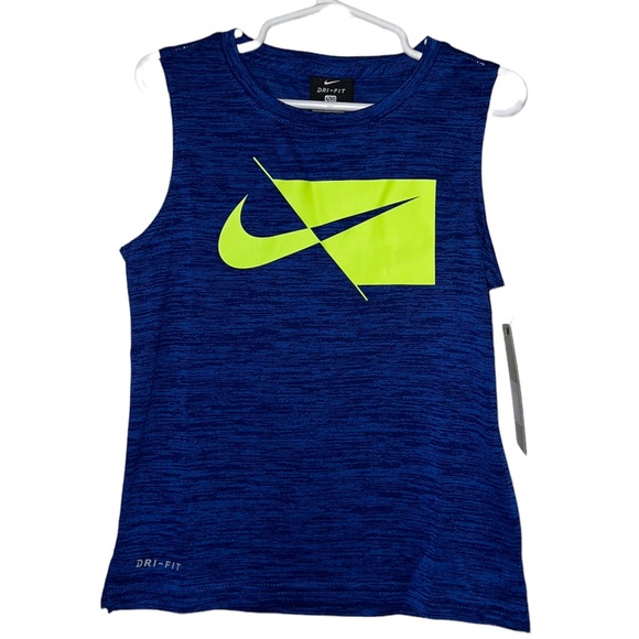 Nike Dri-FIT Boys' Logo Graphic Muscle Tee- Blue Size 4XS - Picture 2 of 4